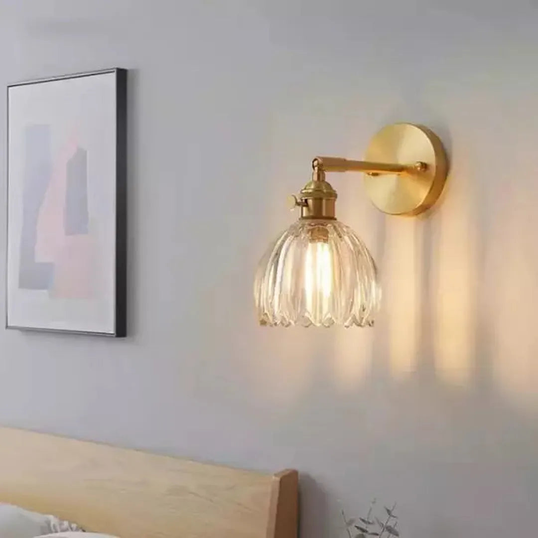 Retro Szklana Lampa Ścienna Tulipan