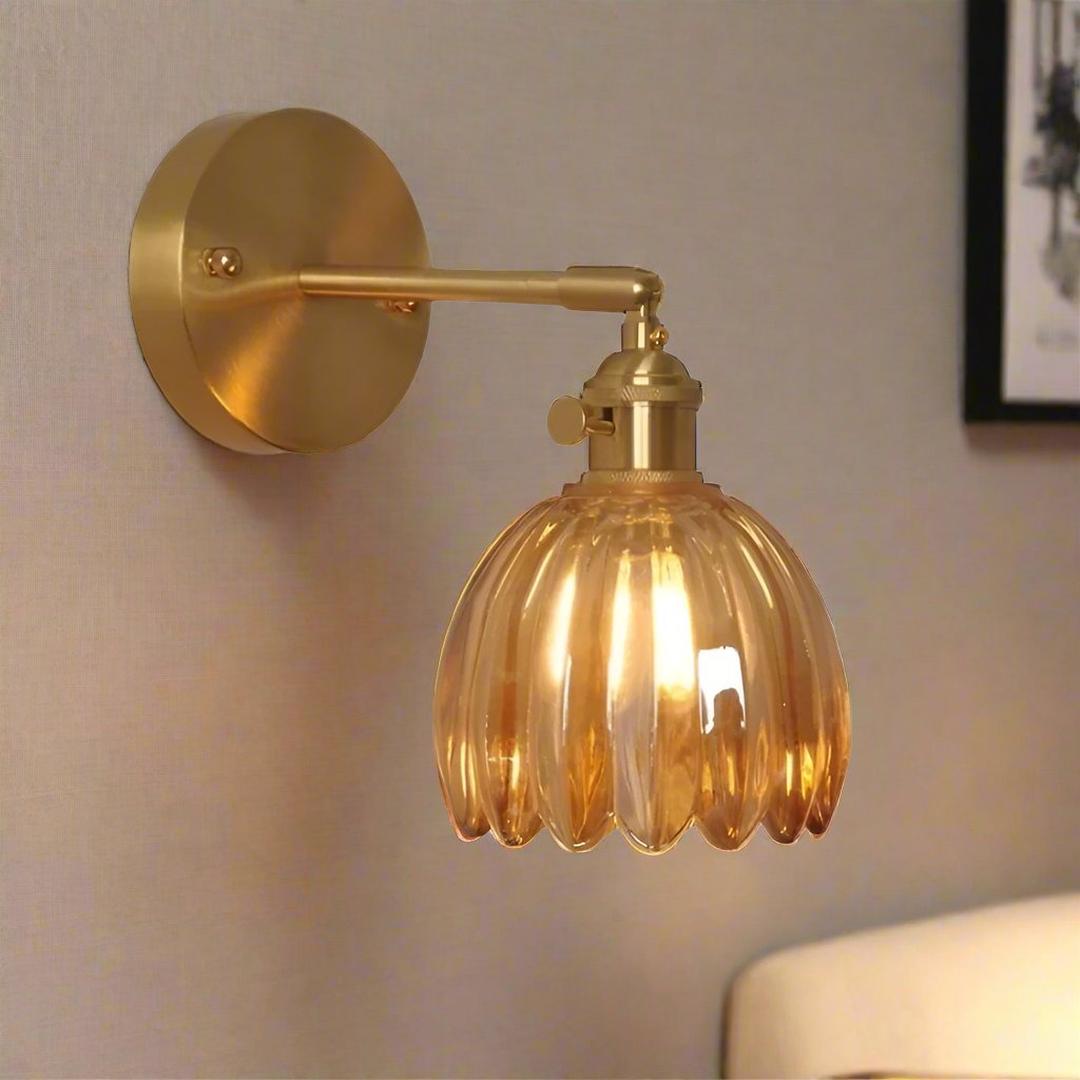 Retro Szklana Lampa Ścienna Tulipan