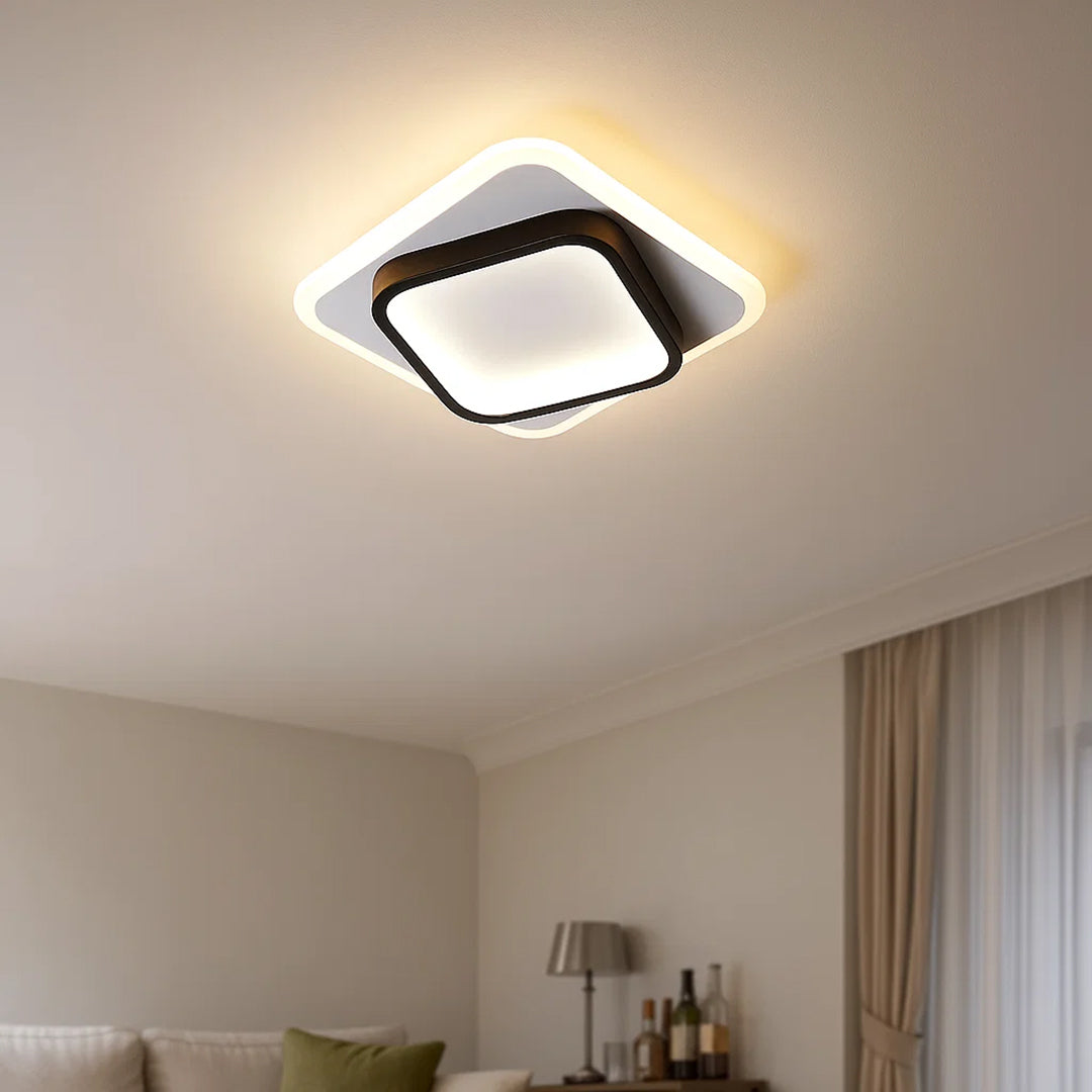 Lampa sufitowa kwadratowa LED złote oświetlenie