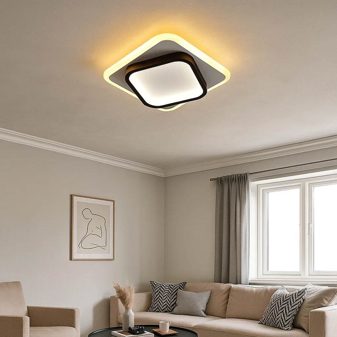 Lampa sufitowa kwadratowa LED złote oświetlenie