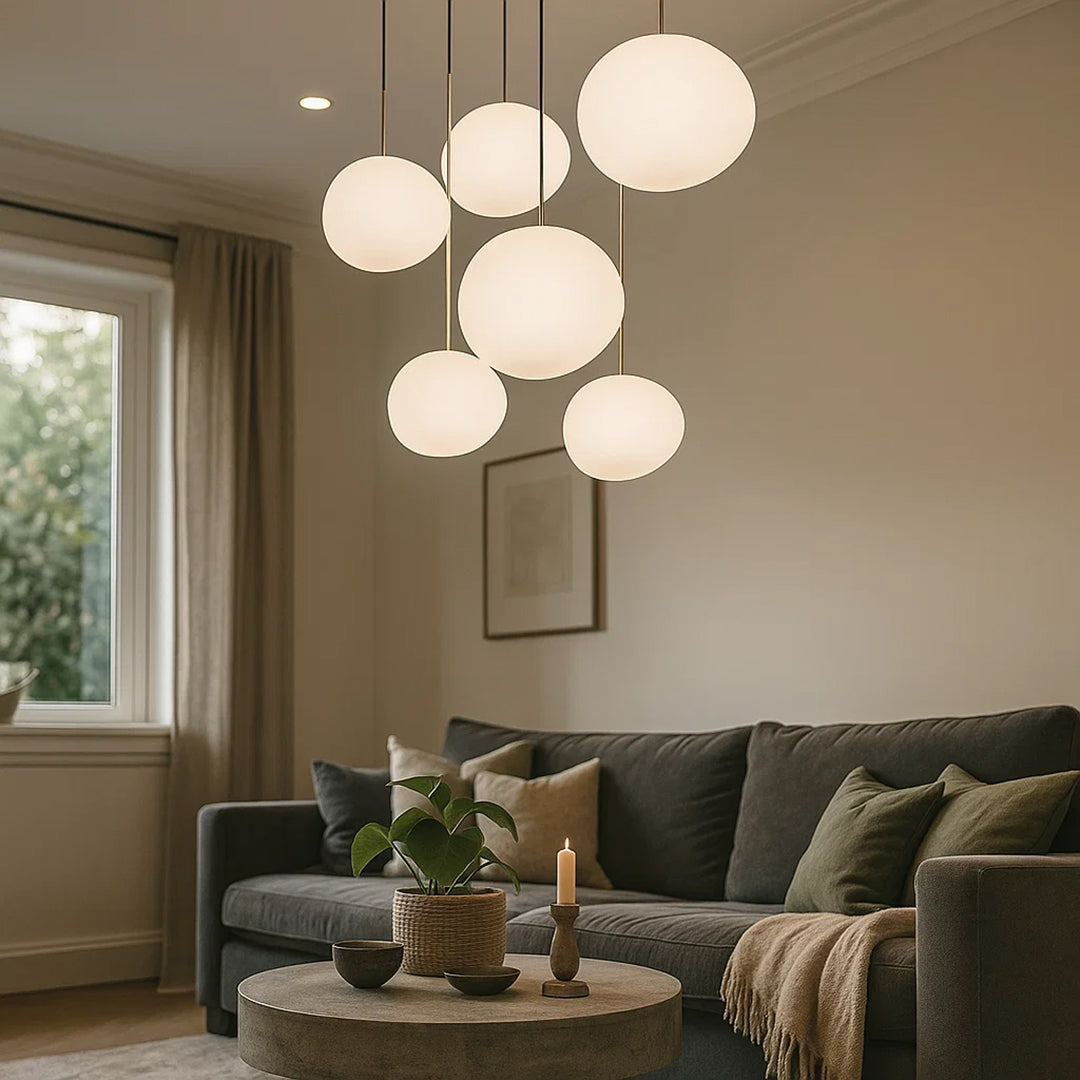 Lampa wisząca szklana okrągła LED przezroczysta