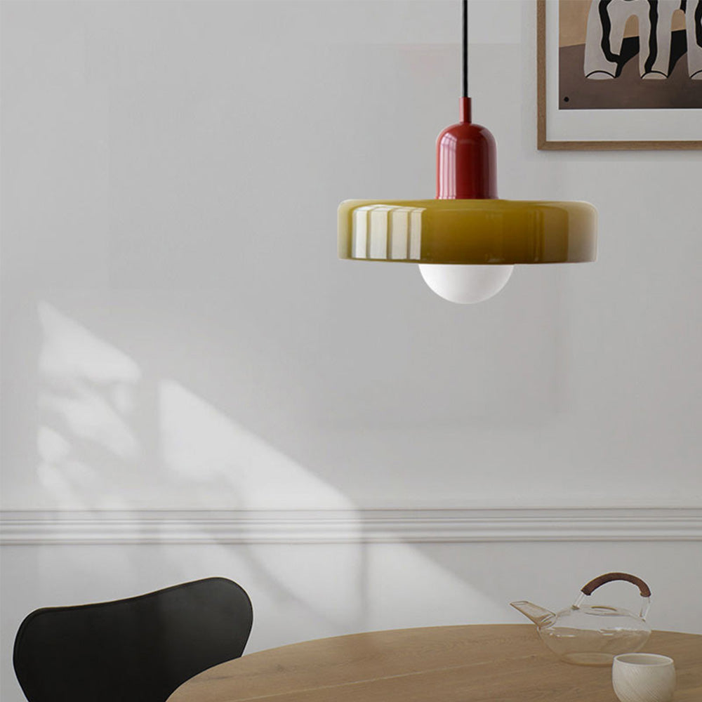 Skandynawska Okrągła Szklana Lampa Wisząca