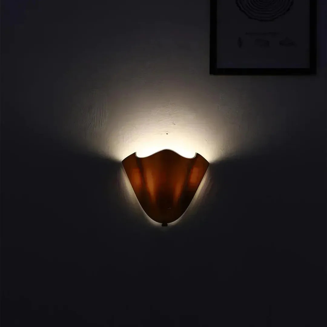 Vintage Szklana Lampa Ścienna Muszla