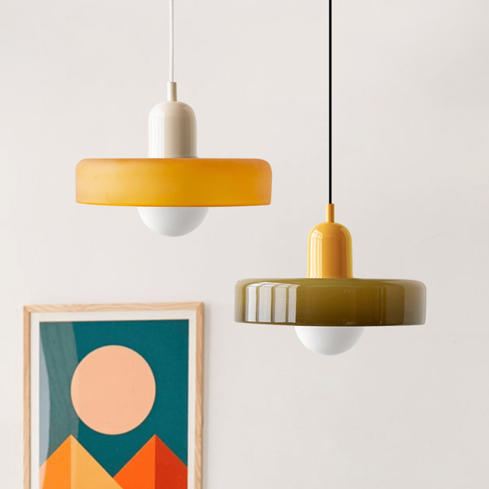 Skandynawska Okrągła Szklana Lampa Wisząca