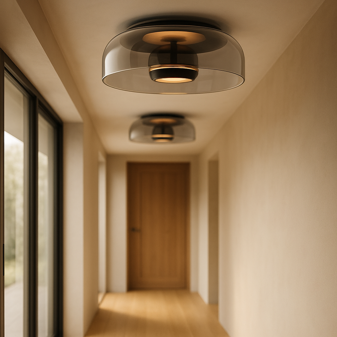 Sufitowa Lampa LED Ze Szkła Przydymionego Z Ciepłym Światłem
