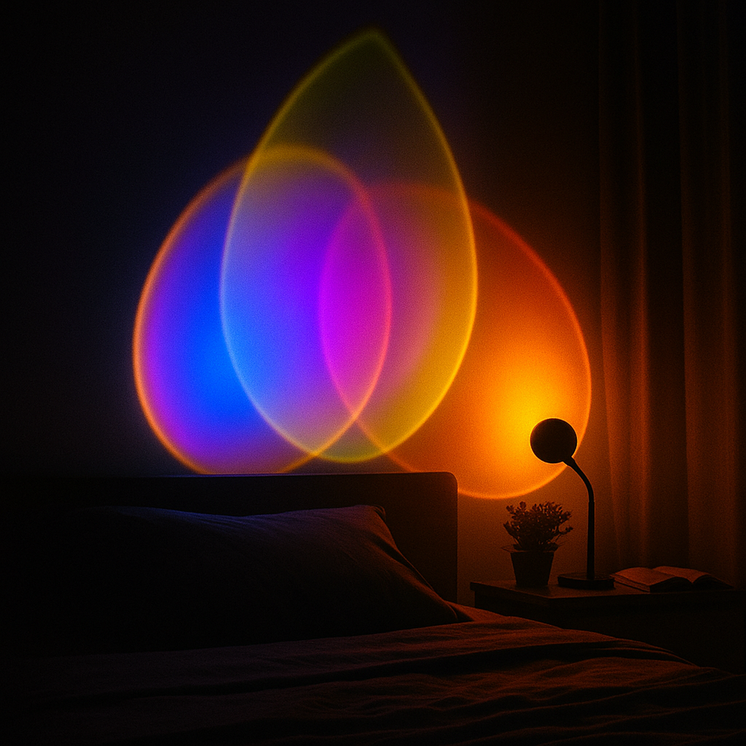 Nowoczesna Obrotowa Lampa Stołowa LED Z Efektem Zachodu Słońca