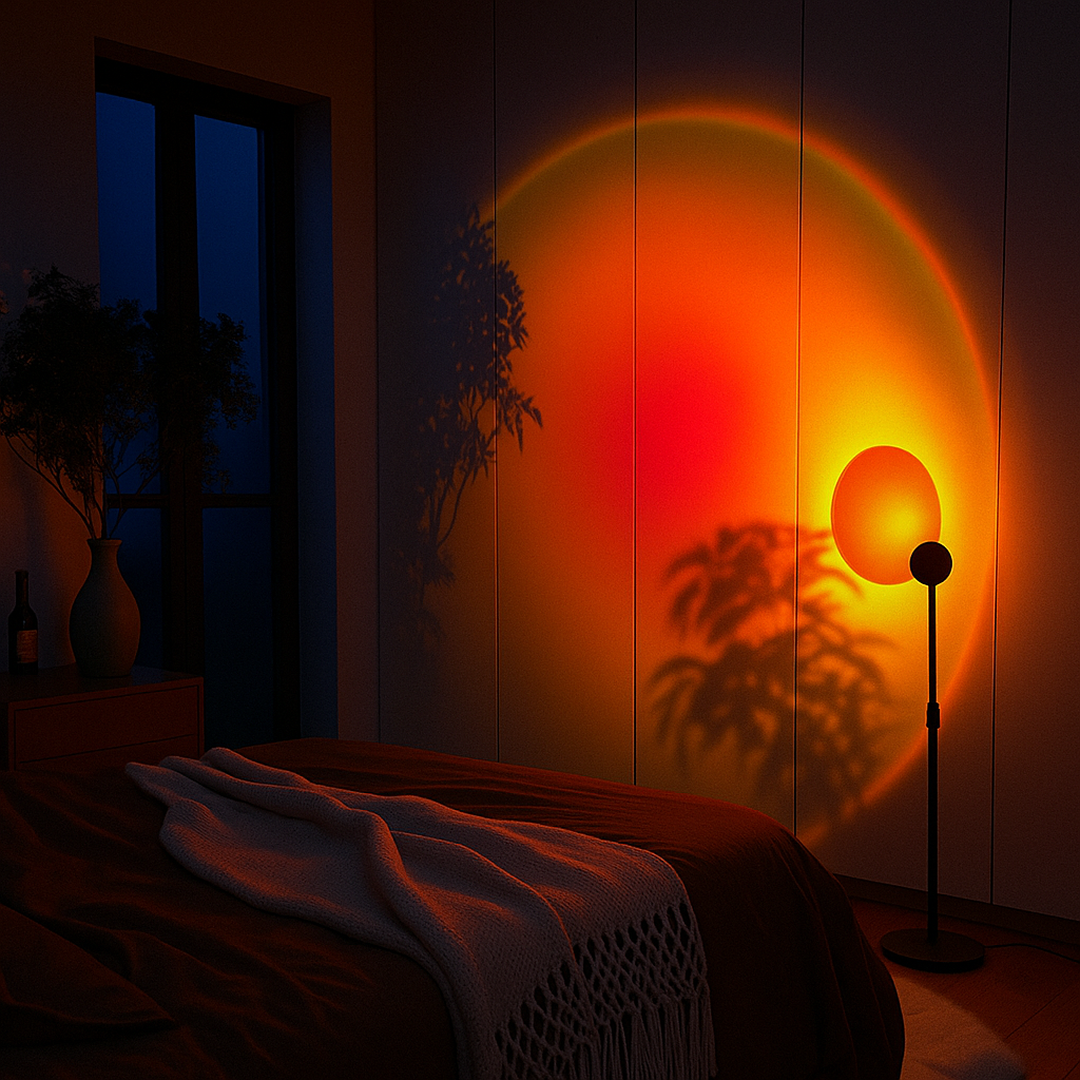 Nowoczesna Obrotowa Lampa Stołowa LED Z Efektem Zachodu Słońca