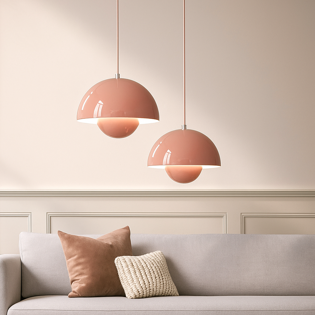 Skandynawska Szklana Lampa Wisząca Z Motywem Kwiatowym