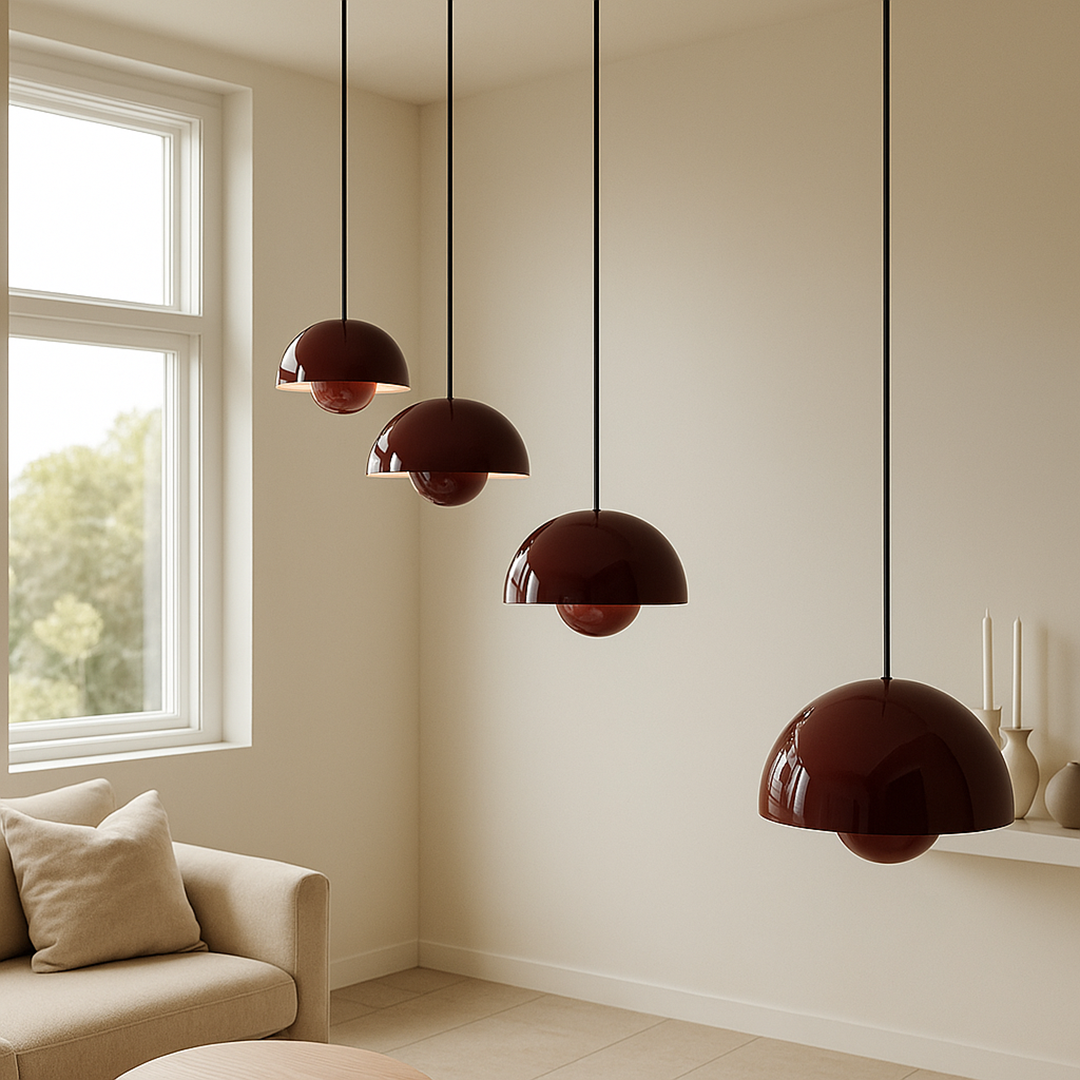Skandynawska Szklana Lampa Wisząca Z Motywem Kwiatowym