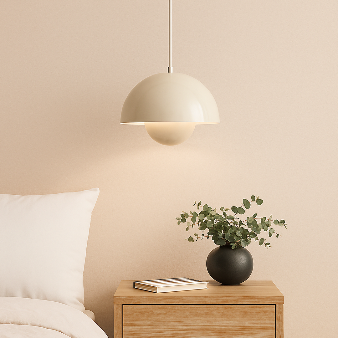 Skandynawska Szklana Lampa Wisząca Z Motywem Kwiatowym