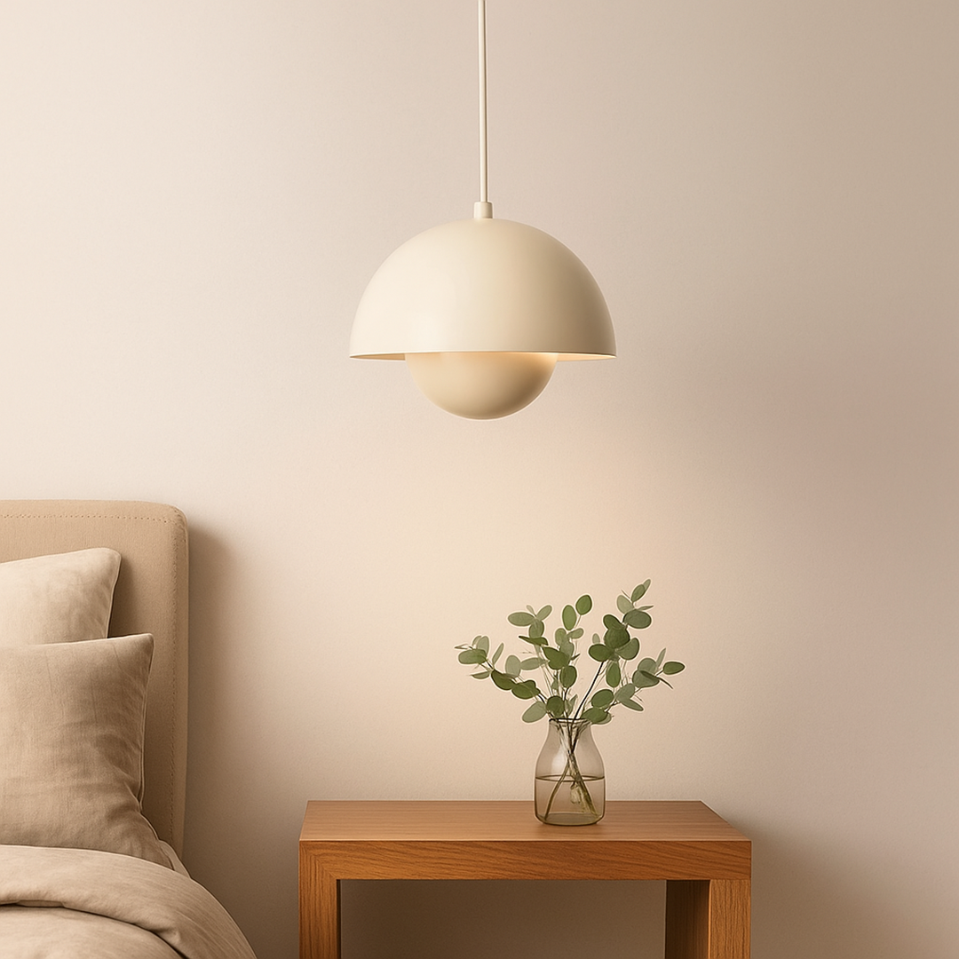 Skandynawska Szklana Lampa Wisząca Z Motywem Kwiatowym