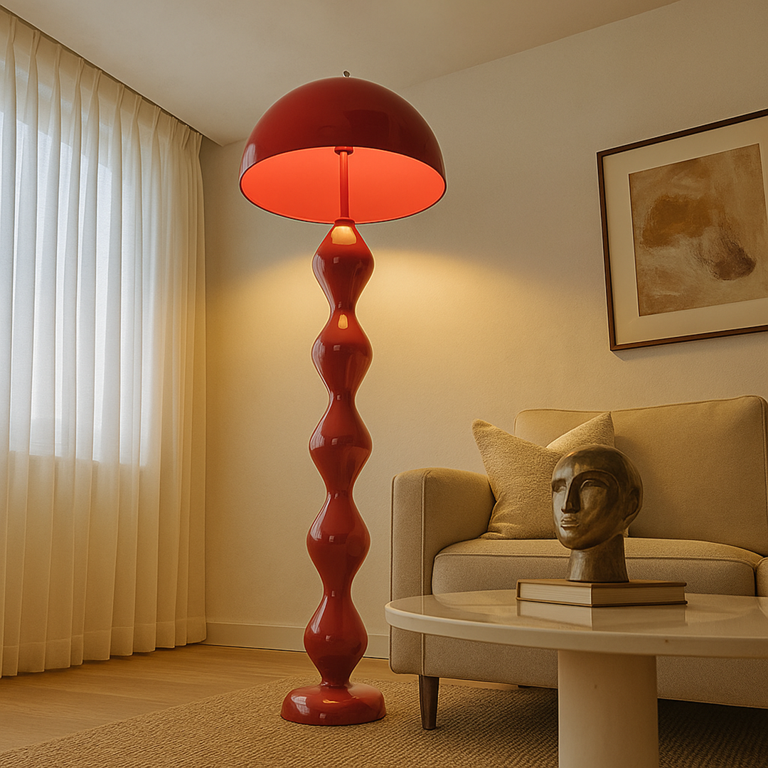 Skandynawska Smukła Metalowa Lampa Podłogowa