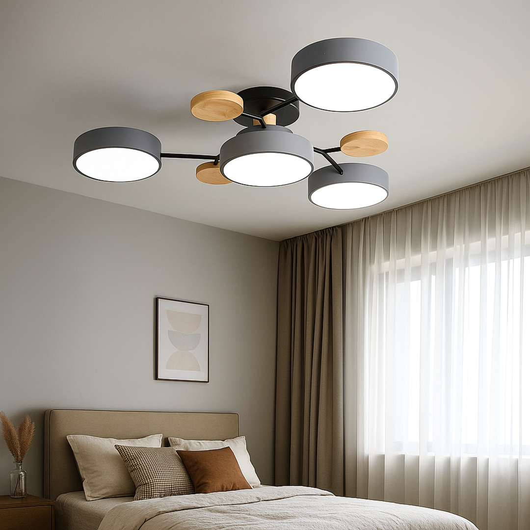 Okrągły Żyrandol LED Półnatynkowy z Żelaza