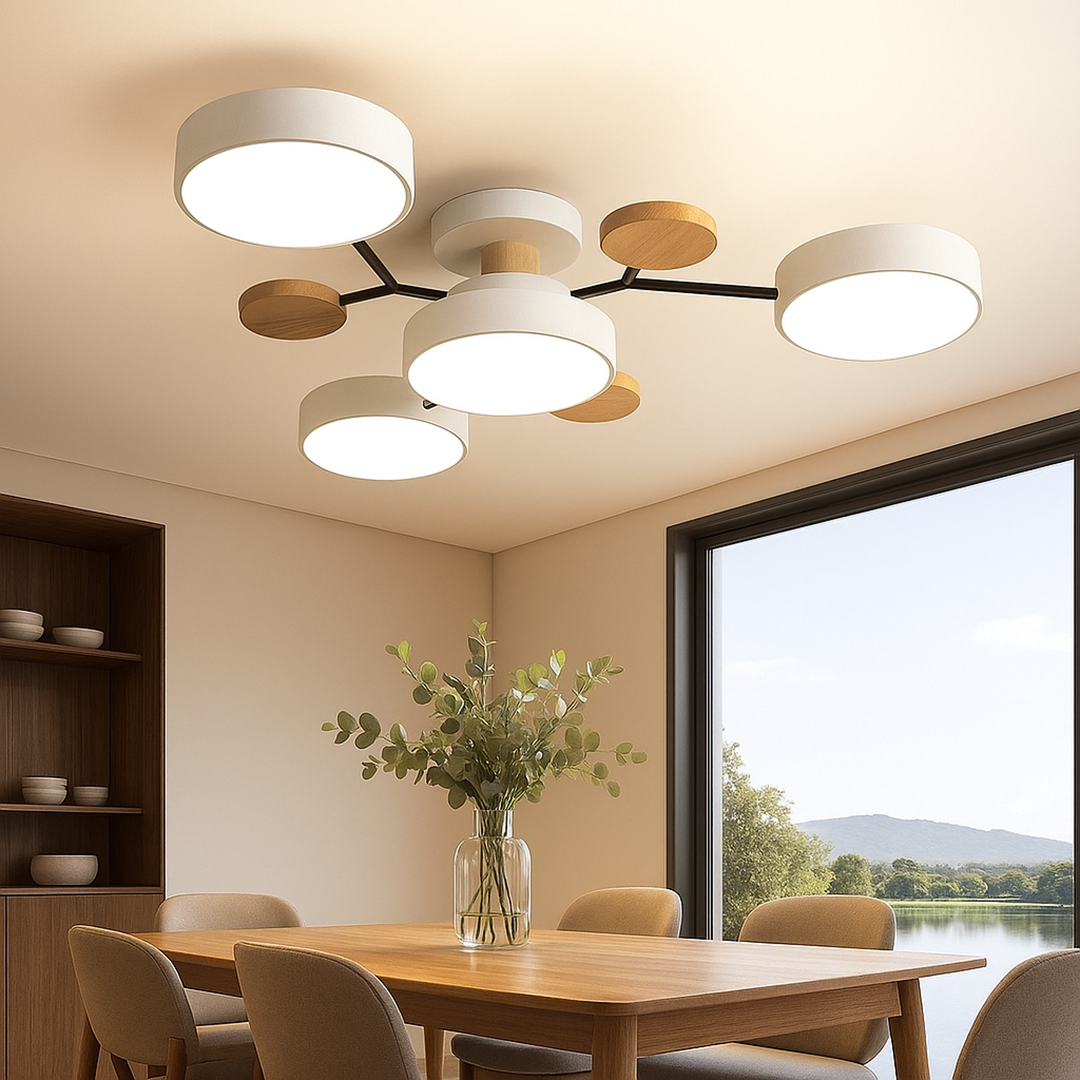 Okrągły Żyrandol LED Półnatynkowy z Żelaza