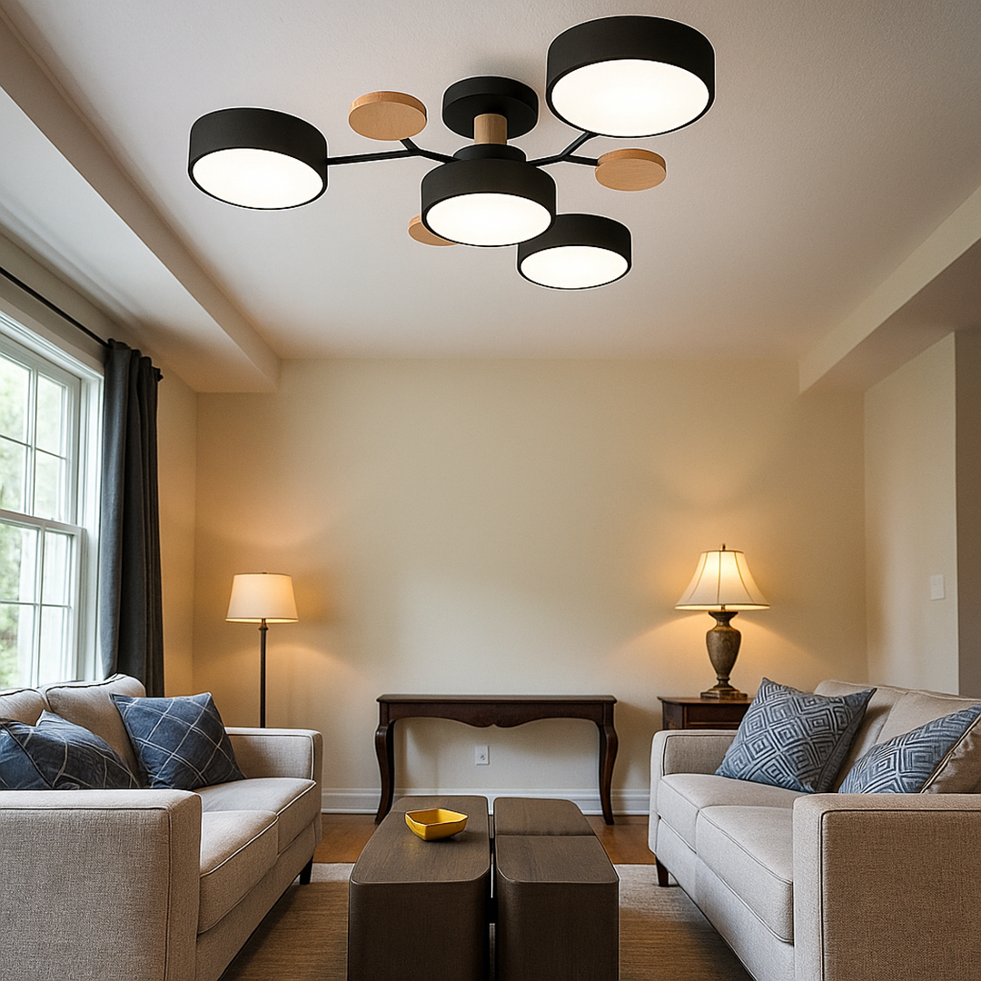 Okrągły Żyrandol LED Półnatynkowy z Żelaza