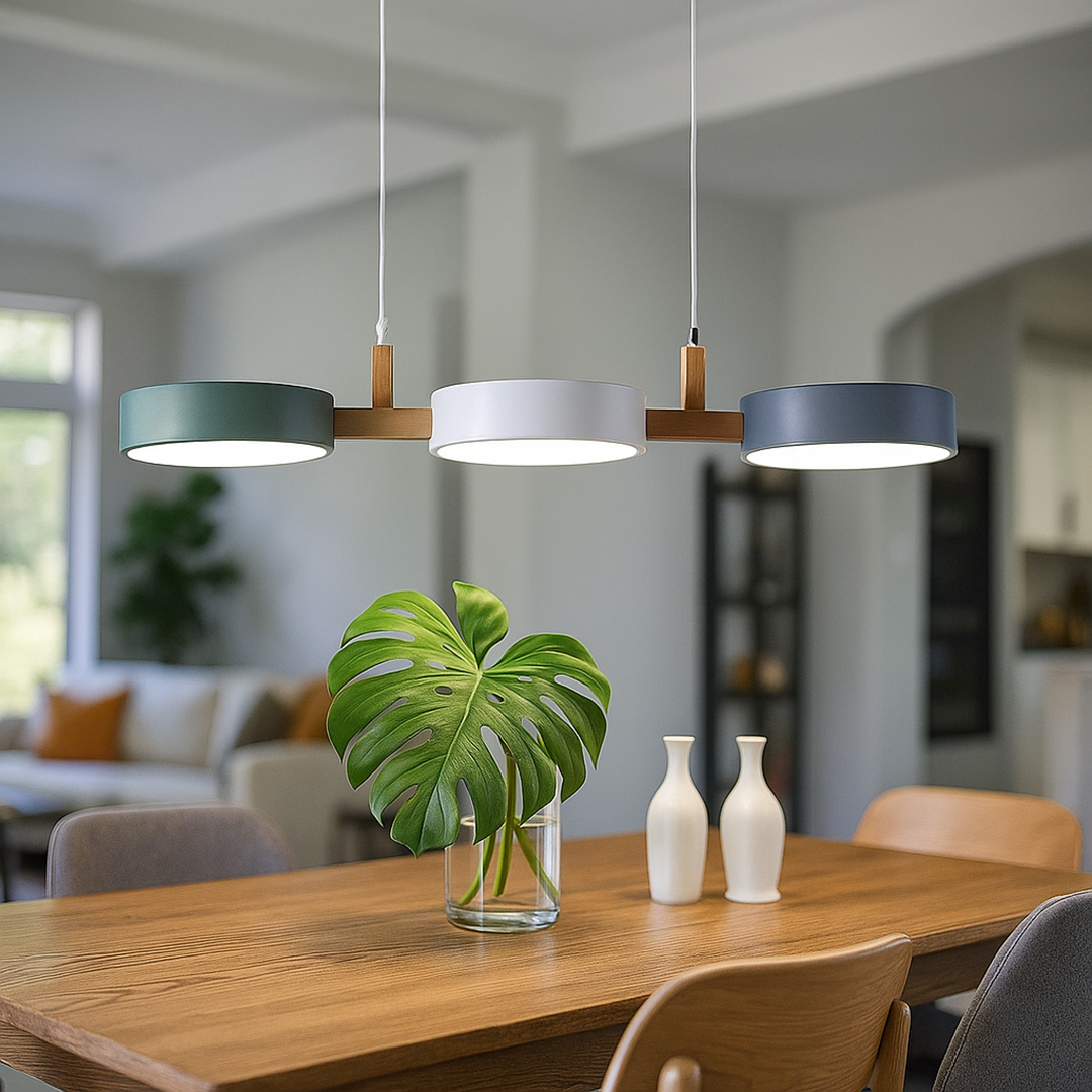 Skandynawska Lampa Wisząca z Metalowymi Cylindrami i Kilkoma Punktami Światła