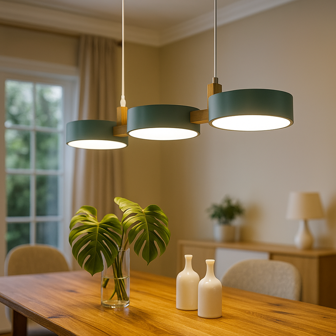 Skandynawska Lampa Wisząca z Metalowymi Cylindrami i Kilkoma Punktami Światła