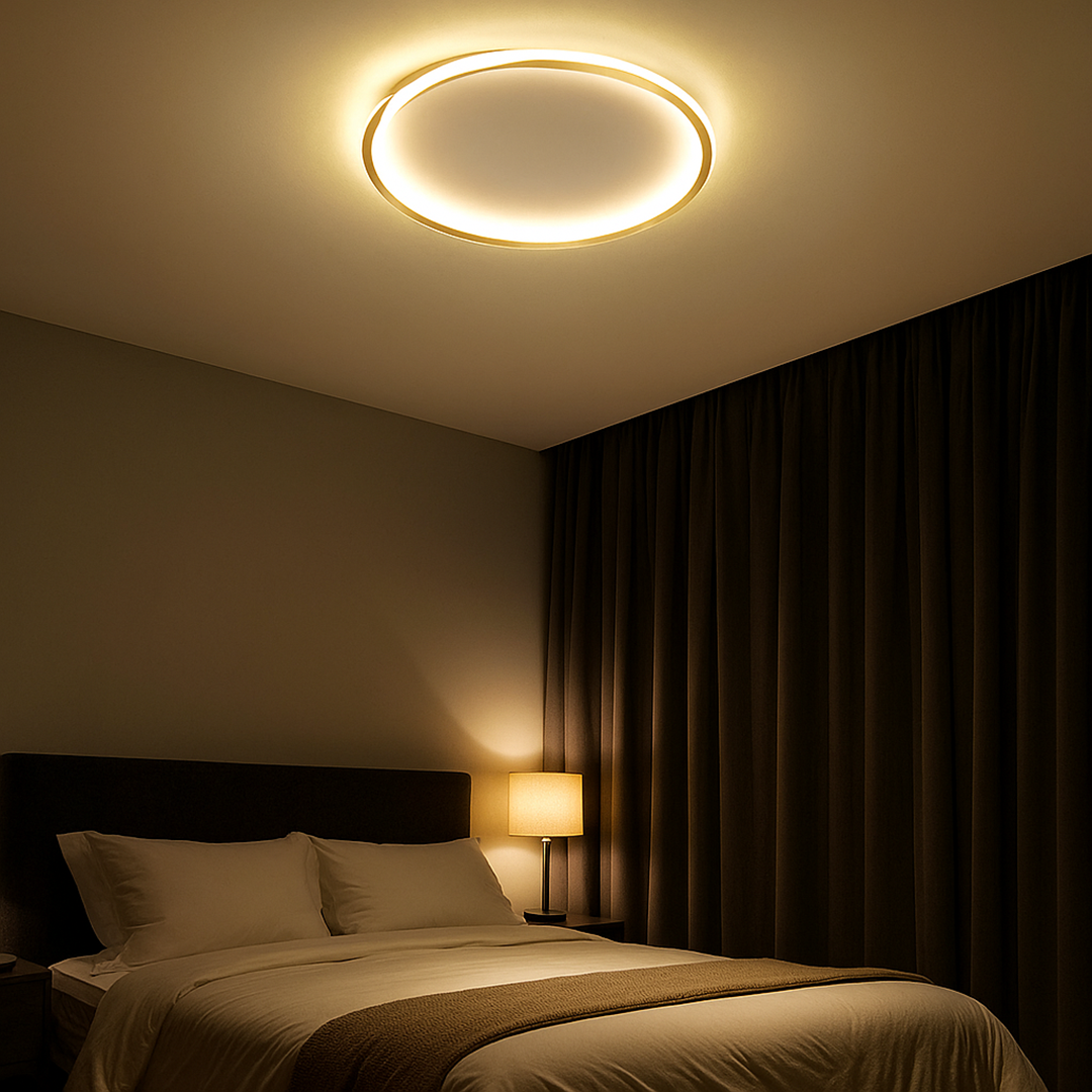 Okrągła Lampa LED do Sypialni w Stylu Minimalistycznym