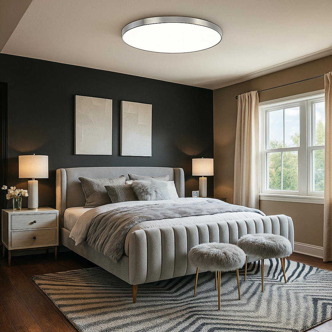 Okrągła Lampa Sufitowa LED o Prostej Formie