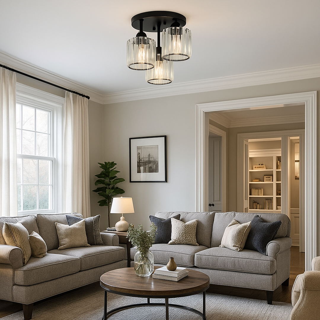 Lampa Sufitowa Kryształowa Półnatynkowa do Sypialni