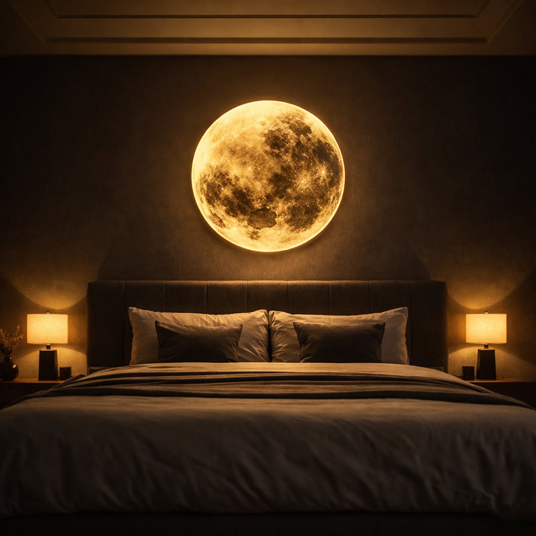 Nowoczesny Kinkiet Księżycowy – Realistyczna Lampa Ścienna Pełnia Księżyca