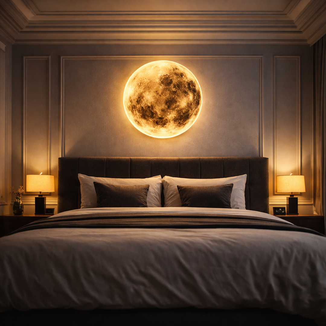 Nowoczesny Kinkiet Księżycowy – Realistyczna Lampa Ścienna Pełnia Księżyca