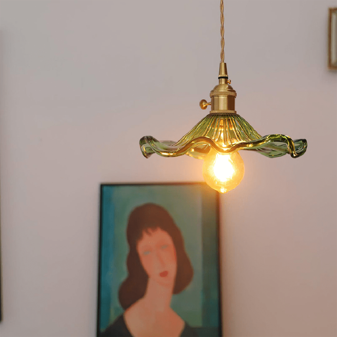 Vintage Lampa Wisząca Ze Szkła Z Regulowanym Przewodem I Oprawą E27