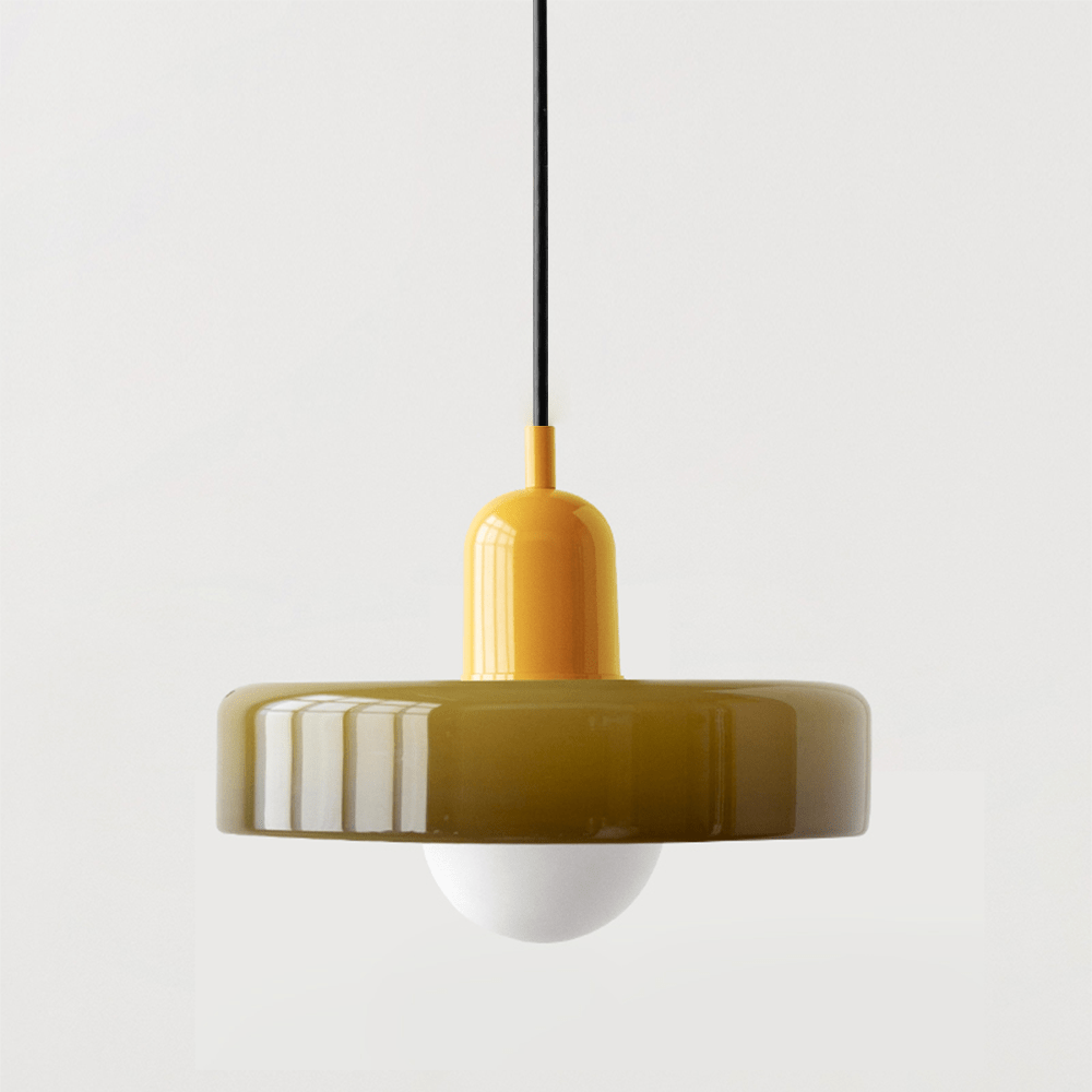 Skandynawska Okrągła Szklana Lampa Wisząca
