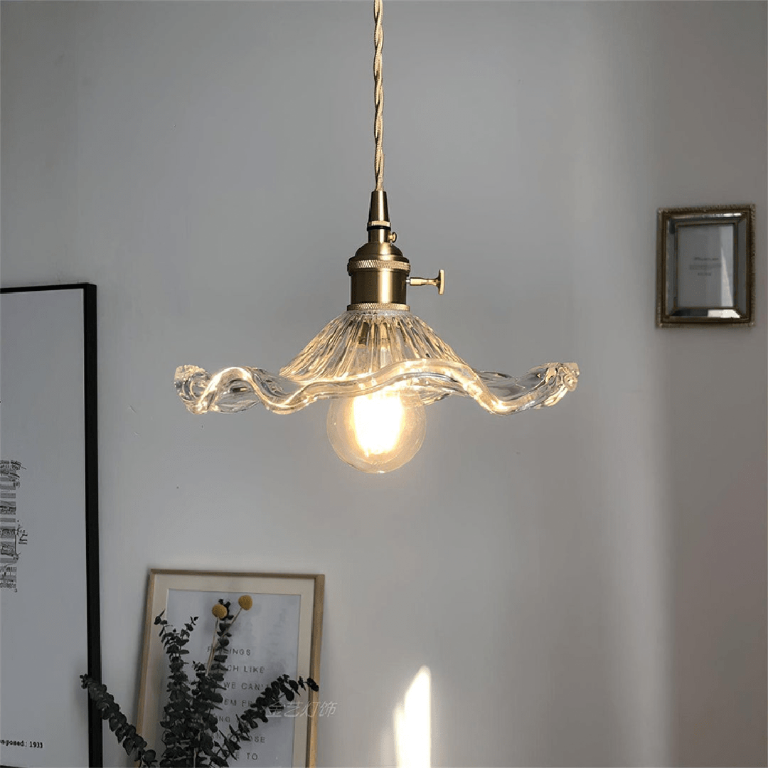 Vintage Lampa Wisząca Ze Szkła Z Regulowanym Przewodem I Oprawą E27
