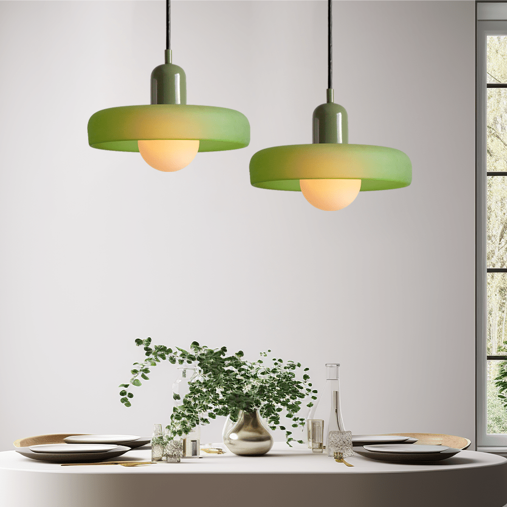 Skandynawska Okrągła Szklana Lampa Wisząca