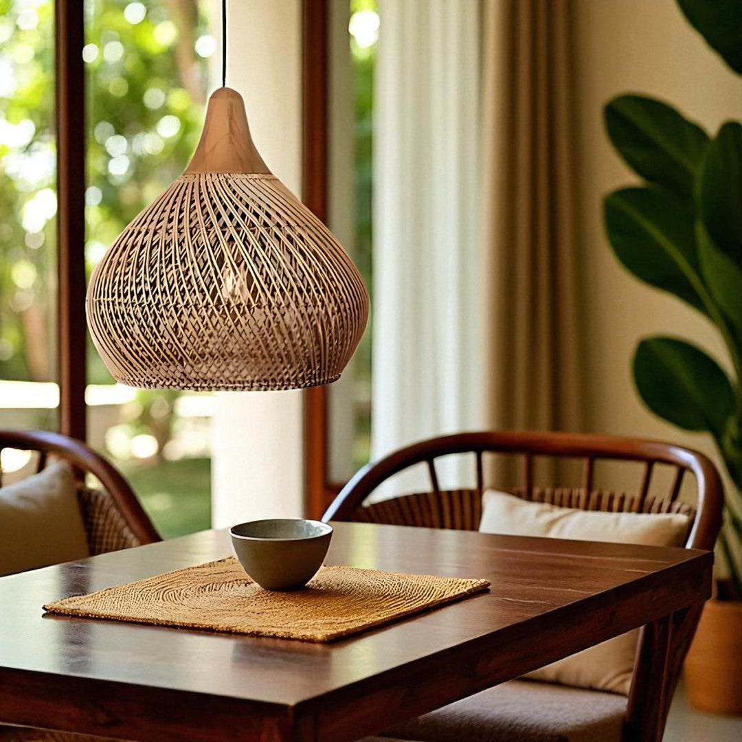 Skandynawska Rattanowa Lampa Wisząca Do Salonu