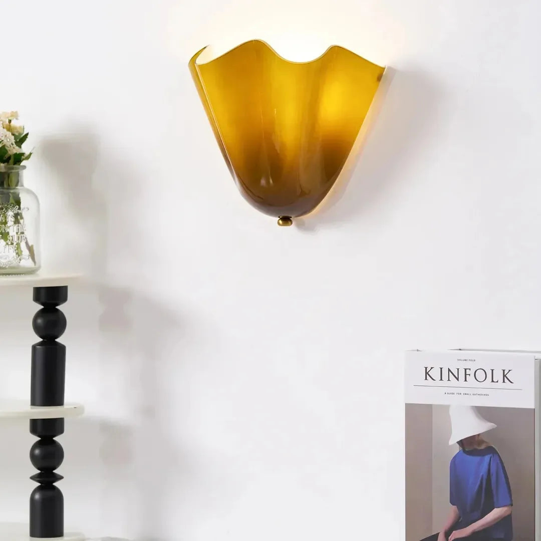 Vintage Szklana Lampa Ścienna Muszla