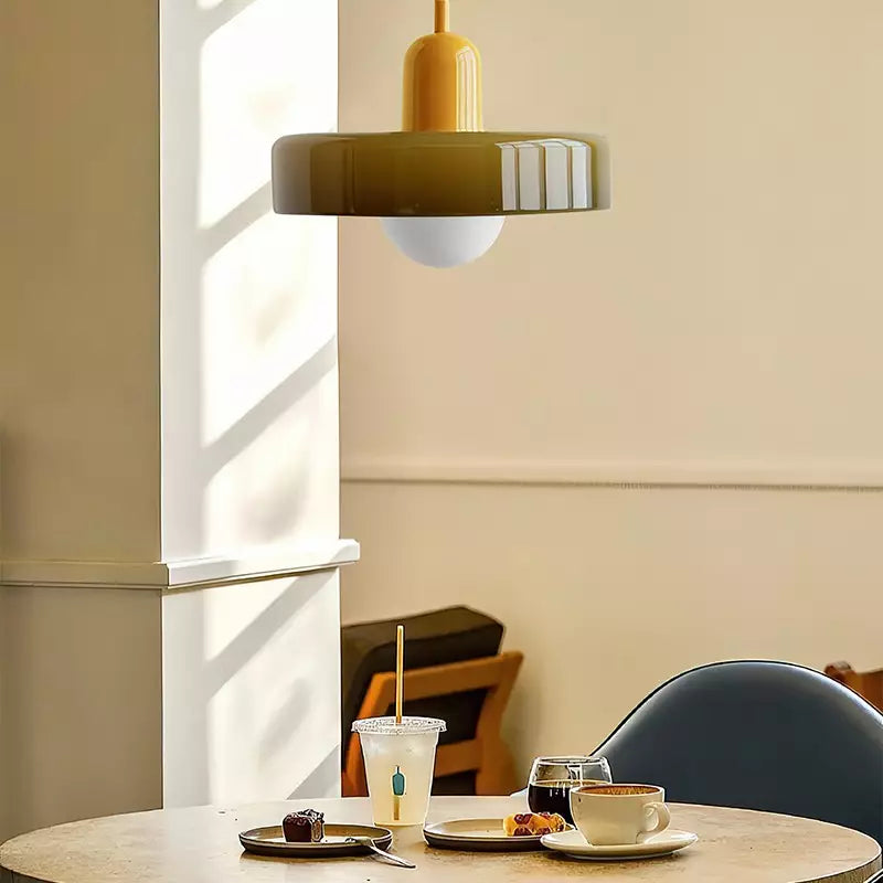 Skandynawska Okrągła Szklana Lampa Wisząca