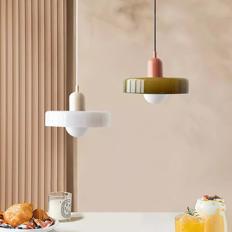 Skandynawska Okrągła Szklana Lampa Wisząca