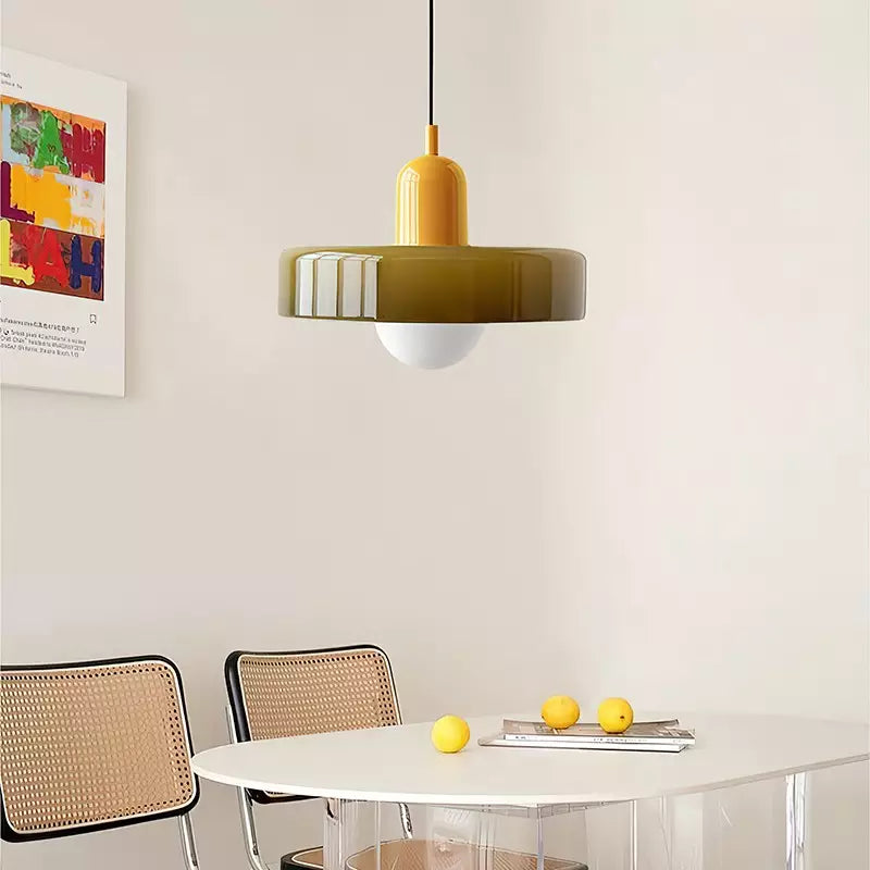 Skandynawska Okrągła Szklana Lampa Wisząca