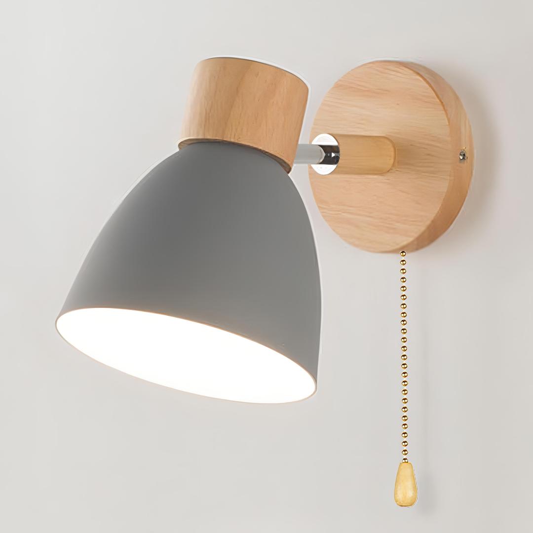 Nordycka Drewniana Lampa Ścienna Z Łańcuszkiem