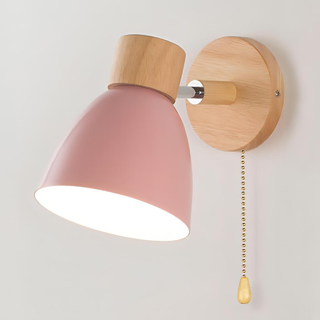 Nordycka Drewniana Lampa Ścienna Z Łańcuszkiem