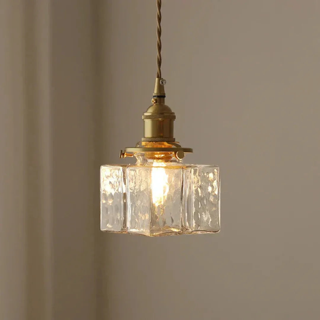 Vintage Lampa Wisząca Z Teksturowanego Szkła
