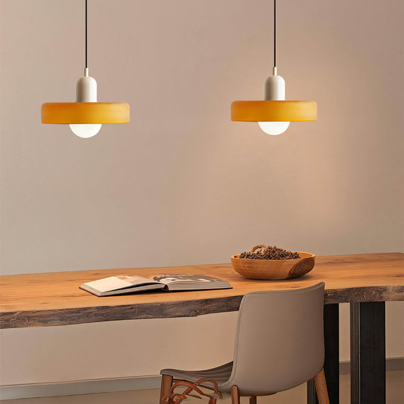 Skandynawska Okrągła Szklana Lampa Wisząca
