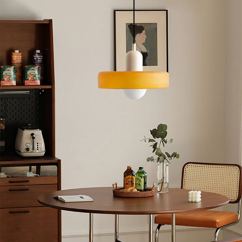 Skandynawska Okrągła Szklana Lampa Wisząca