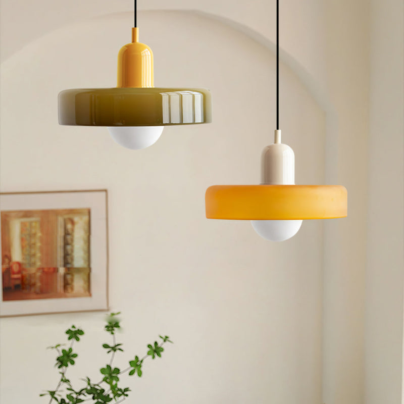 Skandynawska Okrągła Szklana Lampa Wisząca