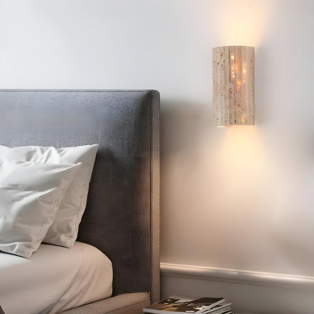 Ścienna Lampa LED Góra-Dół Z Naturalnego Kamienia Z Ciepłą Poświatą