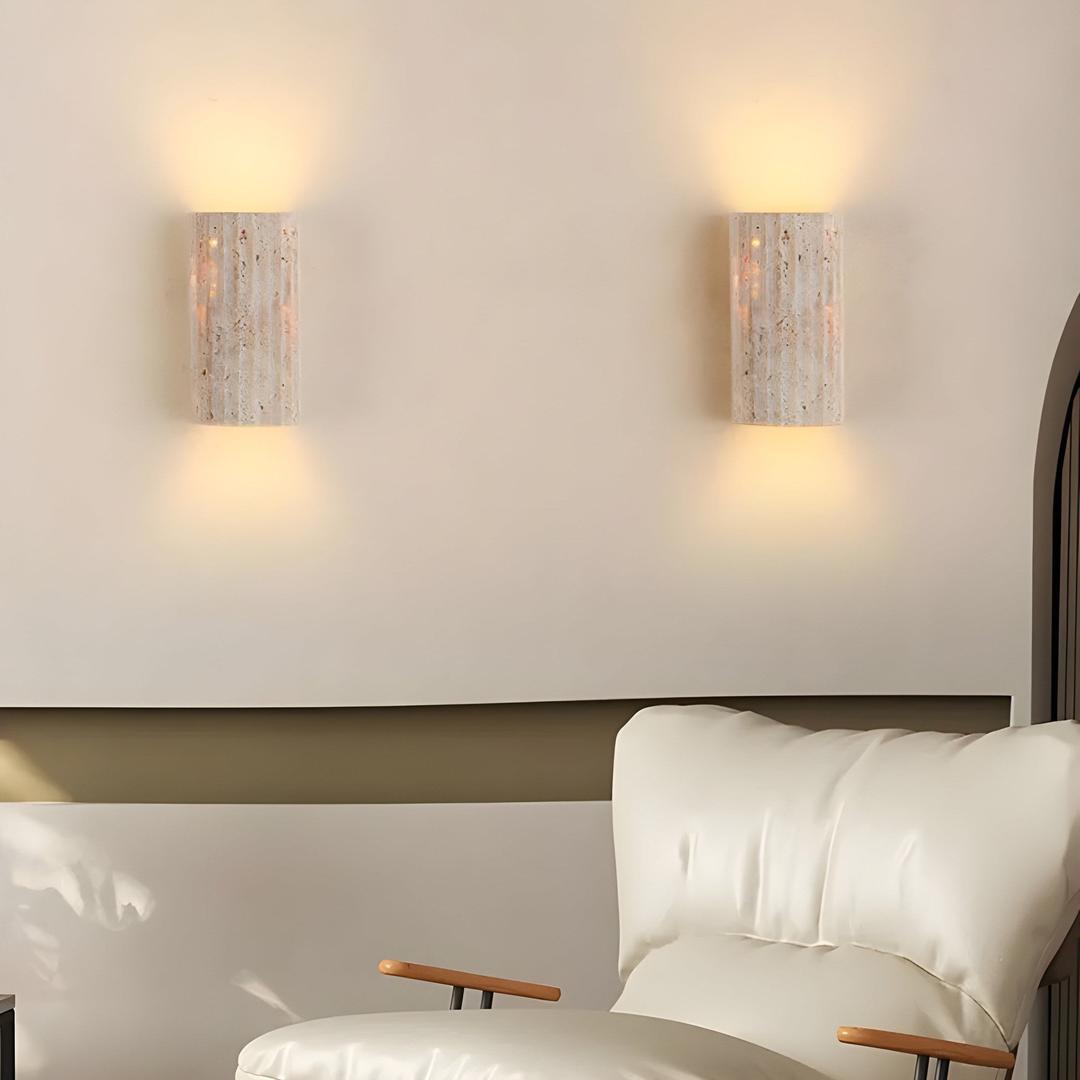 Ścienna Lampa LED Góra-Dół Z Naturalnego Kamienia Z Ciepłą Poświatą