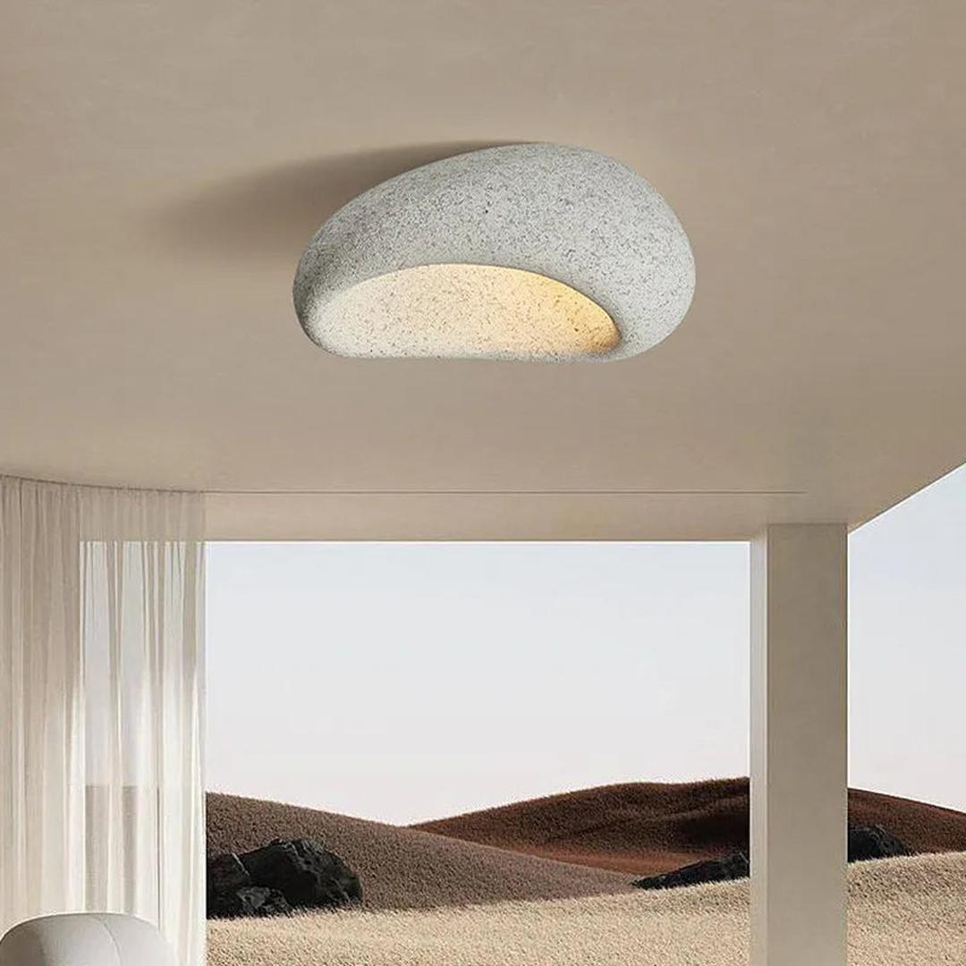 Metalowa Lampa Sufitowa W Stylu Wabi-Sabi Z Efektem Kamienia