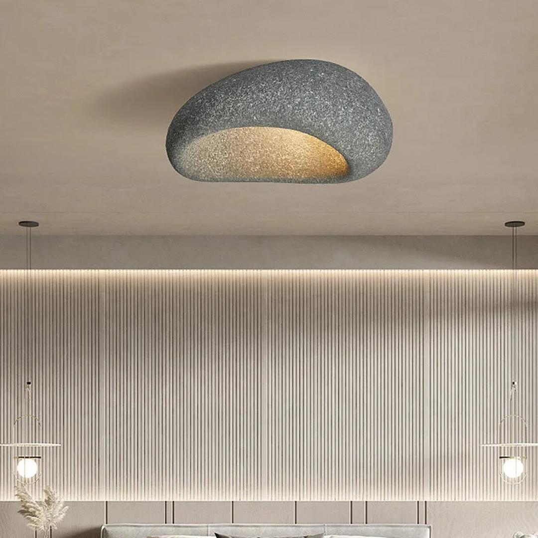 Metalowa Lampa Sufitowa W Stylu Wabi-Sabi Z Efektem Kamienia