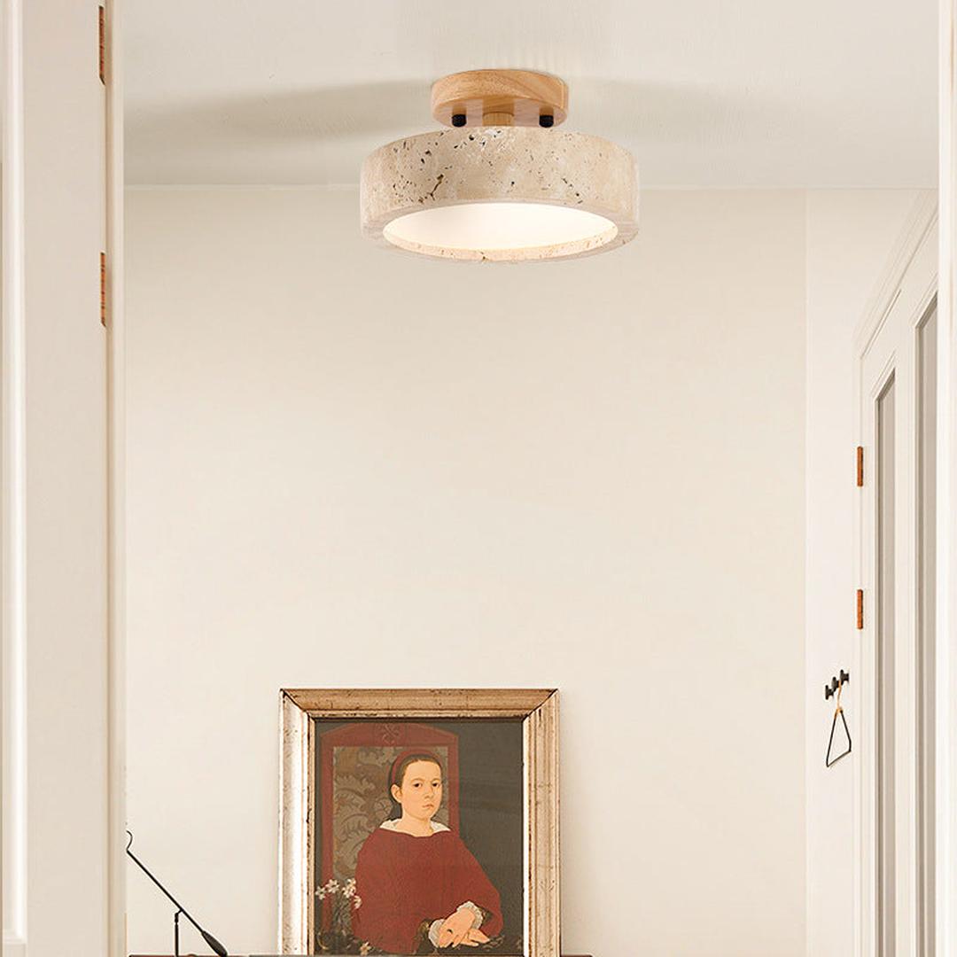 Okrągła Lampa Sufitowa LED Z Trawertynu