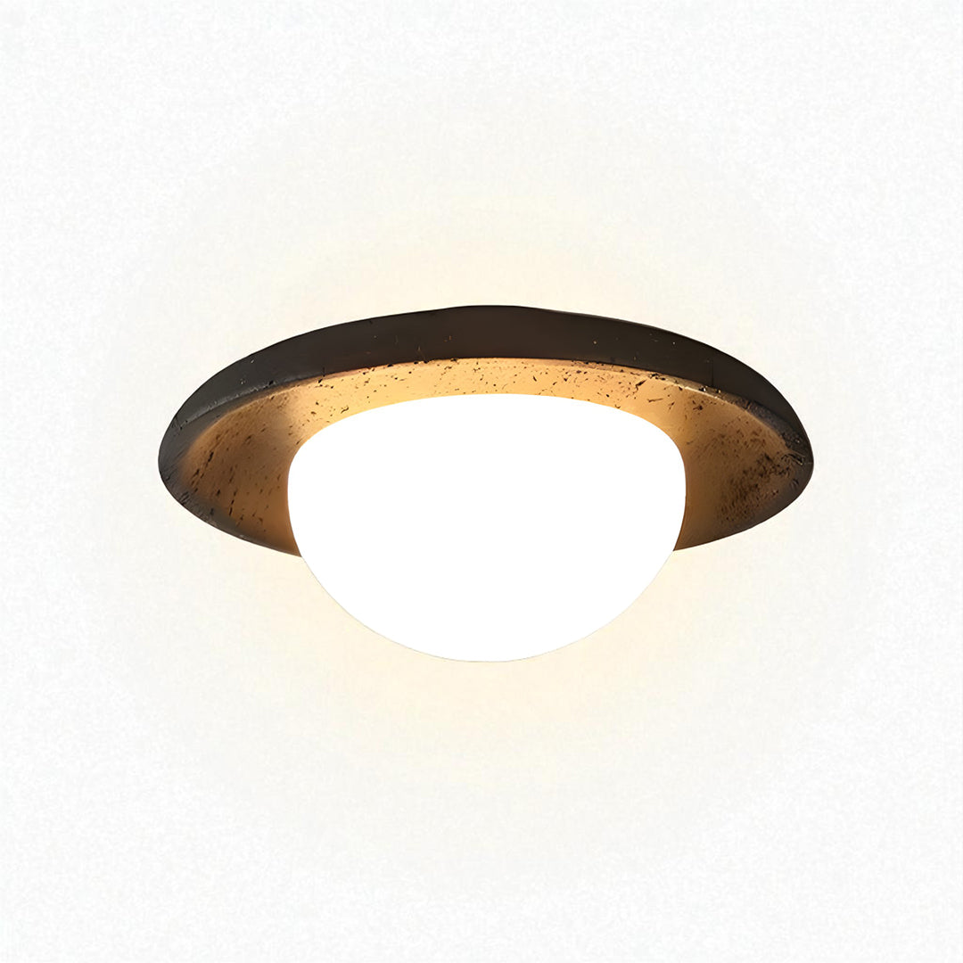 Nowoczesna Lampa Sufitowa Z Wykończeniem Z Naturalnego Kamienia I Drewnem