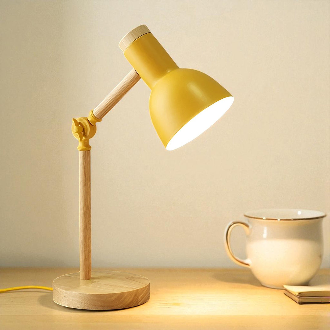 Nordycka Drewniana Regulowana Lampa Stołowa LED