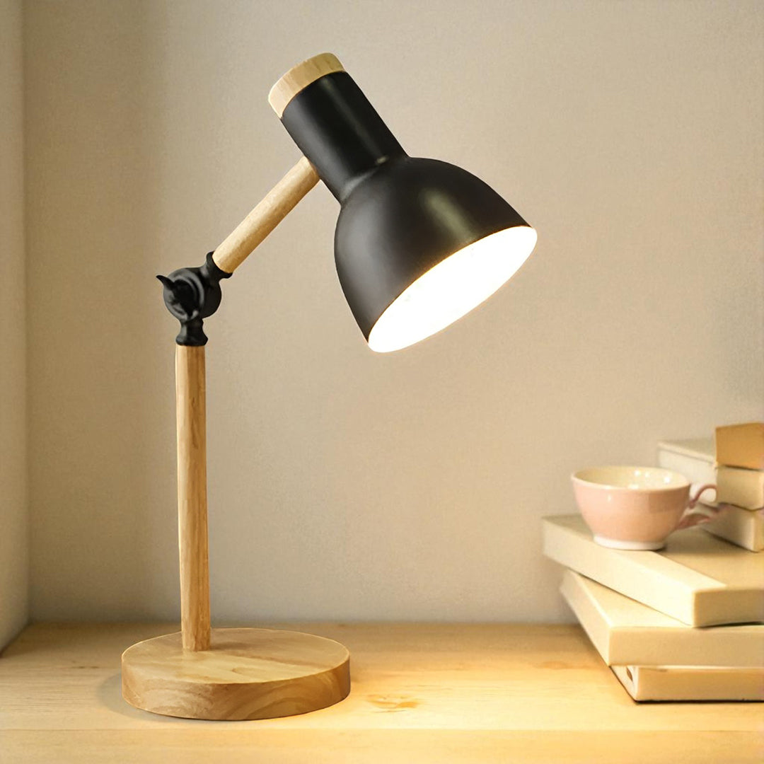 Nordycka Drewniana Regulowana Lampa Stołowa LED