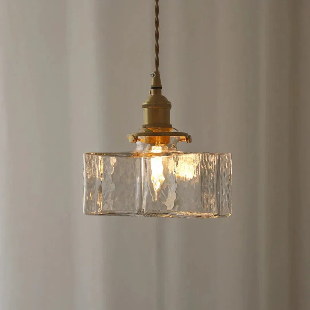 Vintage Lampa Wisząca Z Teksturowanego Szkła